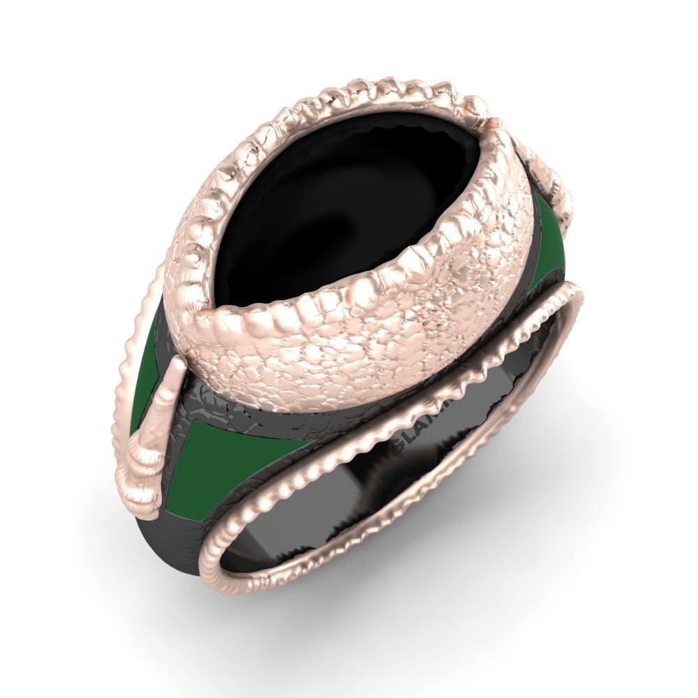 Rotgold 375 Schwarzer Onyx Herrenring Swurt