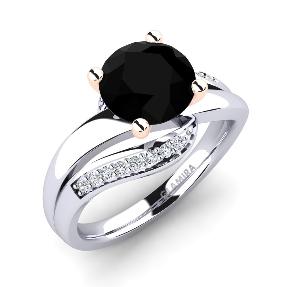 9ct White & Rose Gold Black Onyx Engagement Ring Sydney 2.0 crt