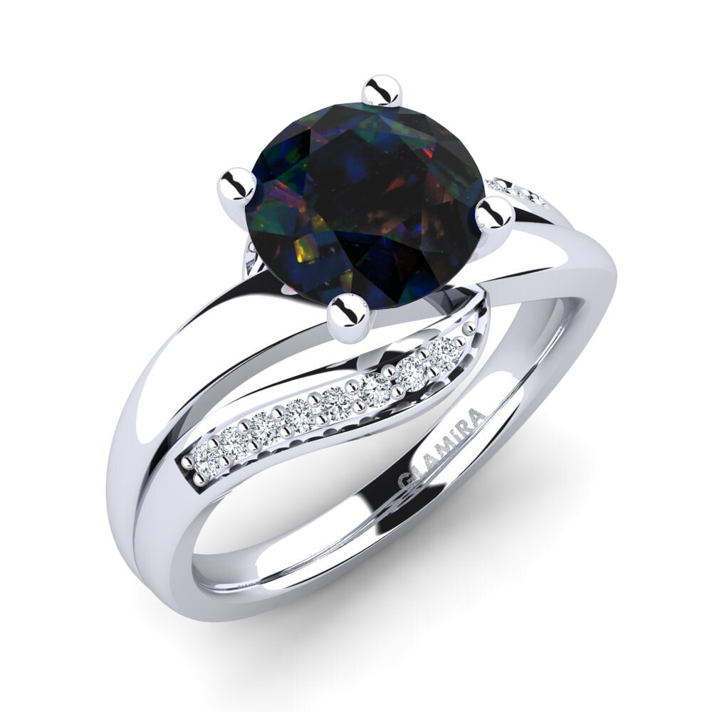 950 Platinum Black Opal Engagement Ring Sydney 2.0 crt