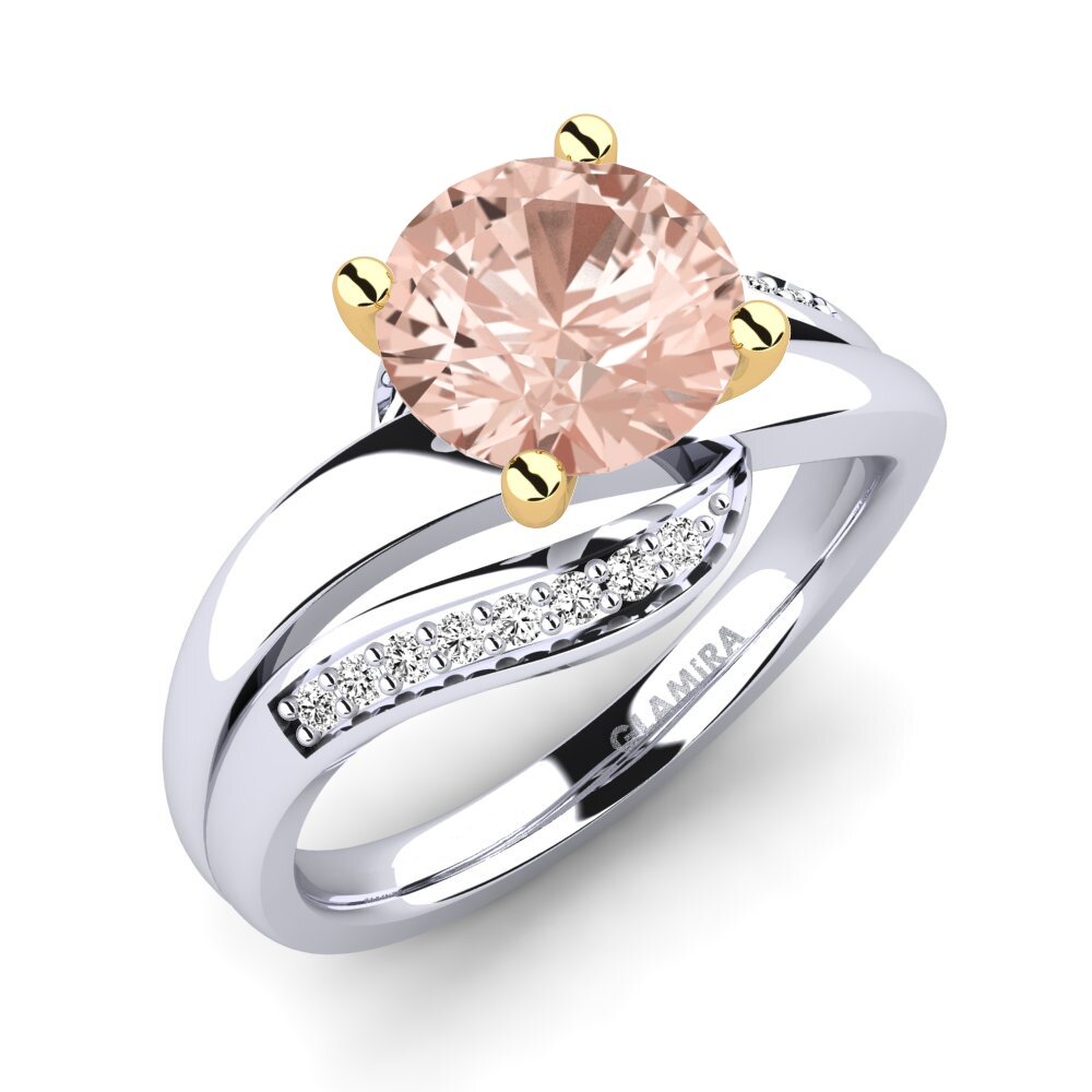 14ct White / Yellow Gold Morganite Engagement Ring Sydney 2.0 crt