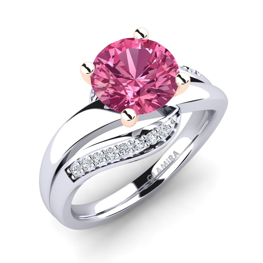 14ct White & Rose Gold Pink Tourmaline Engagement Ring Sydney 2.0 crt