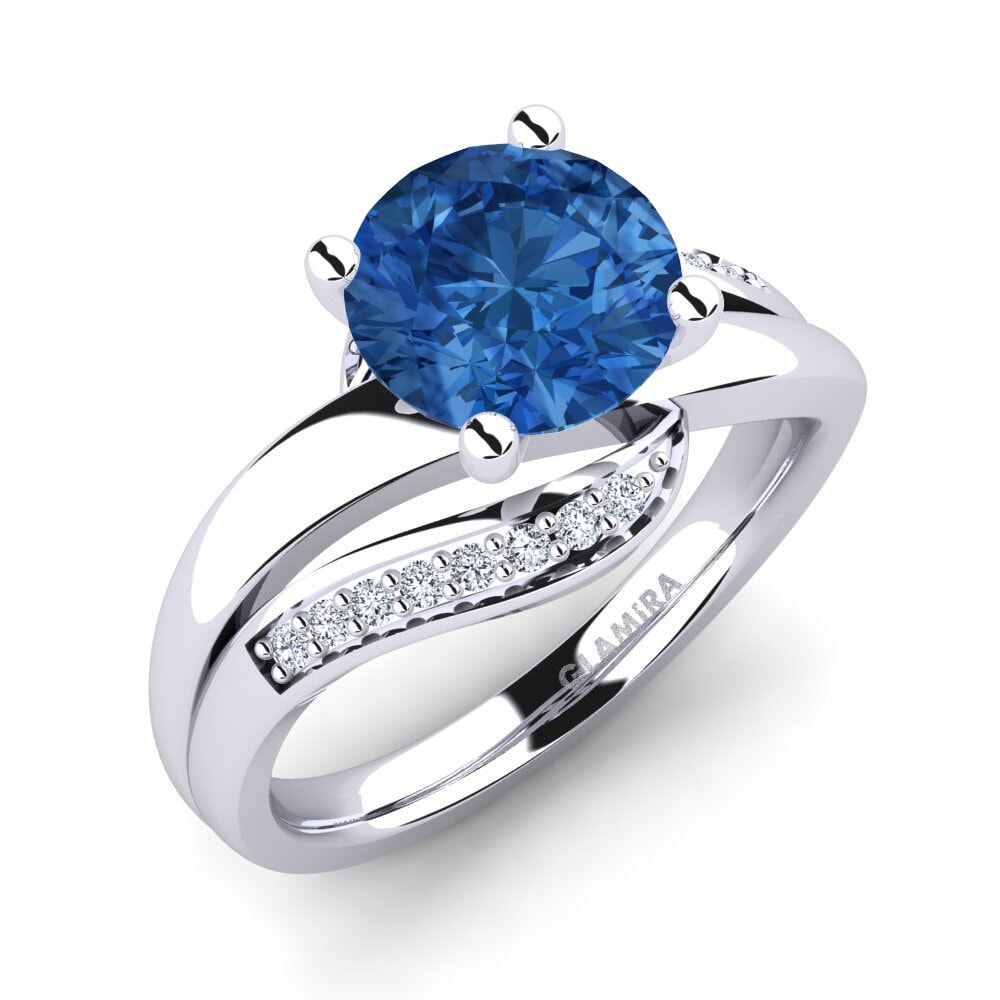 Dark Blue Zirconia Engagement Ring Sydney 2.0 crt