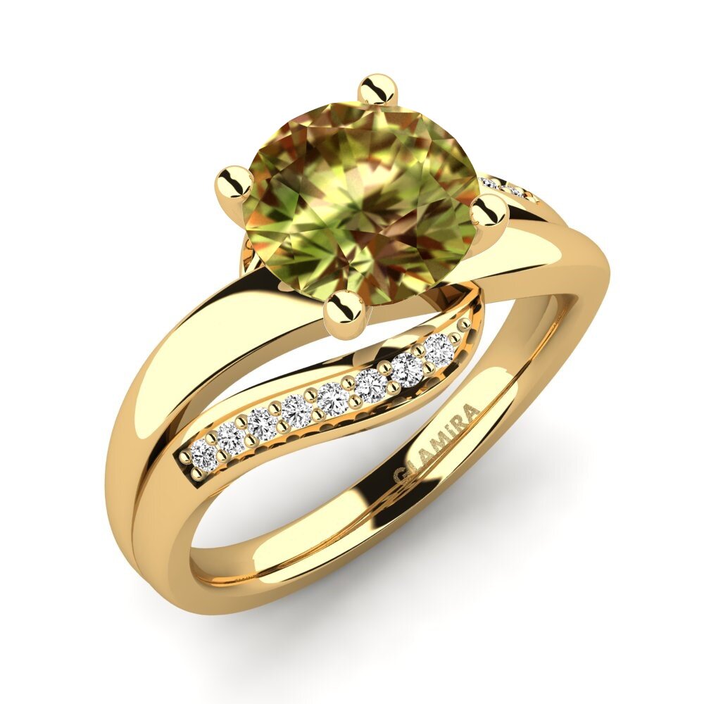 Ouro Amarelo 14K Pedra do Sultão Anel de Noivado Sydney 2.0 crt