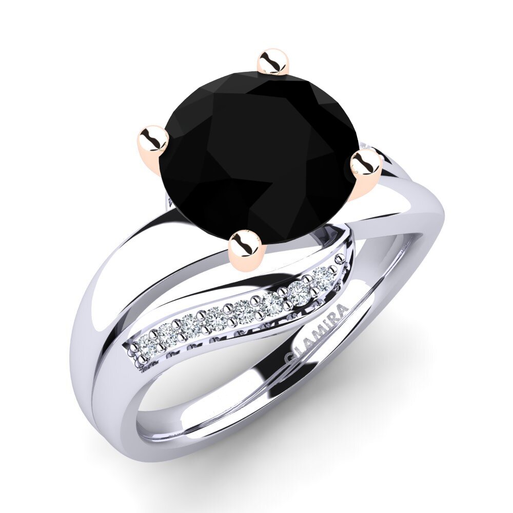 9ct White & Rose Gold Black Onyx Engagement Ring Sydney 3.0 crt