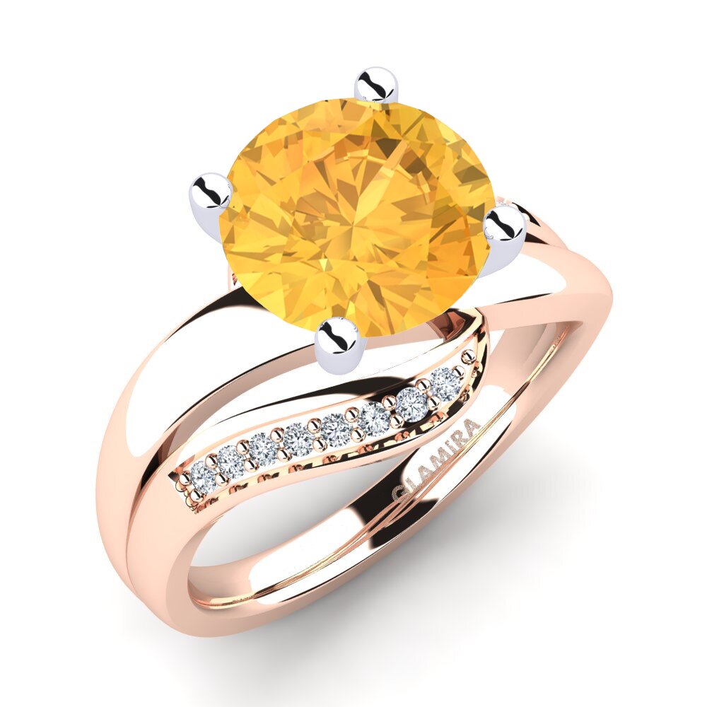 9k Rose & White Gold Citrine Engagement Ring Sydney 3.0 crt