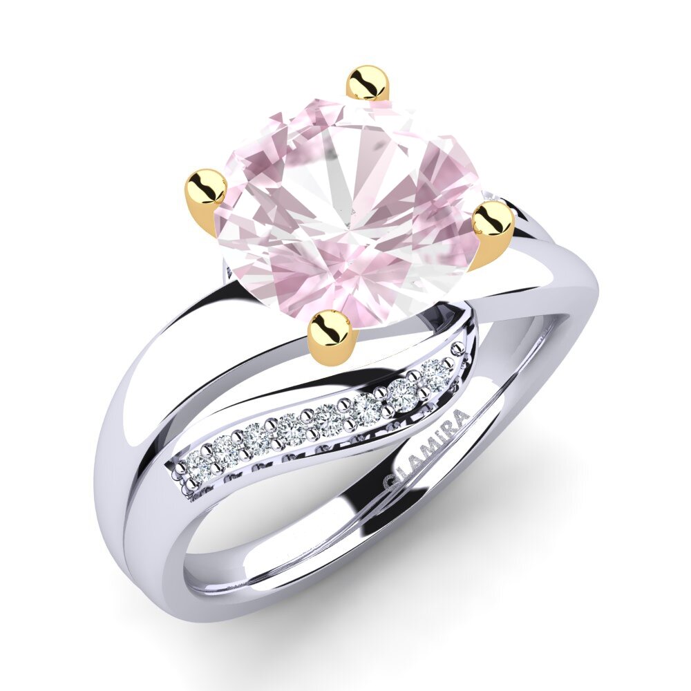 14ct White & Yellow Gold Kunzite Engagement Ring Sydney 3.0 crt