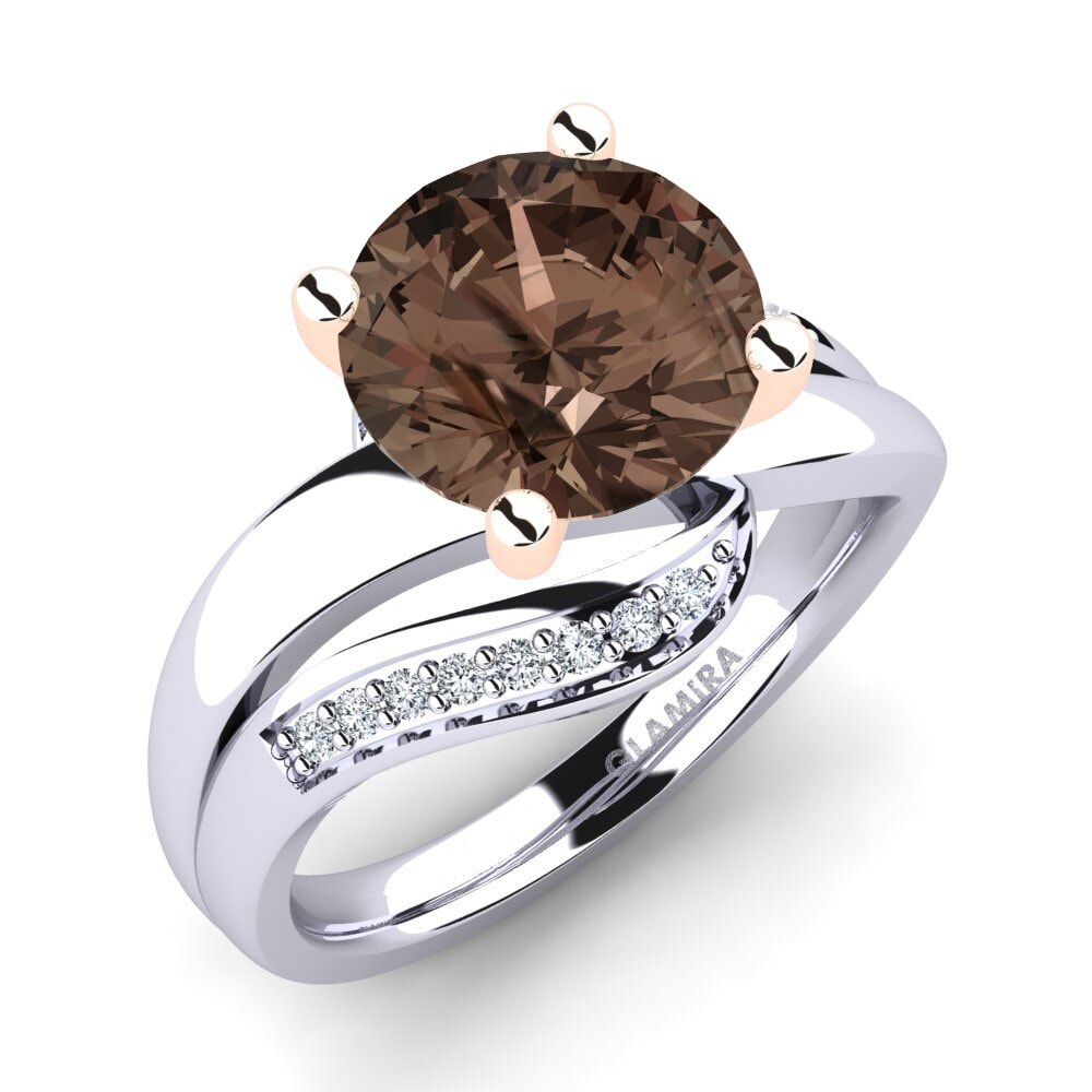 9ct White & Rose Gold Smoky Quartz Engagement Ring Sydney 3.0 crt