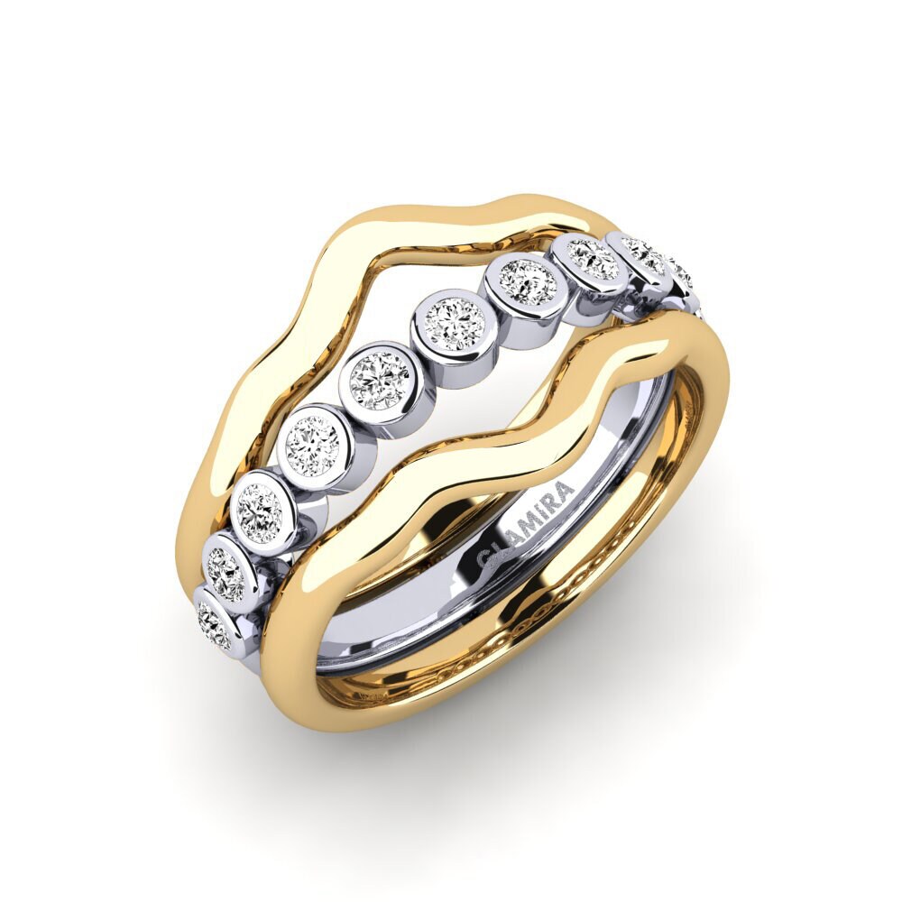 18ct Yellow & White Gold Moissanite Ring Syllu - SET