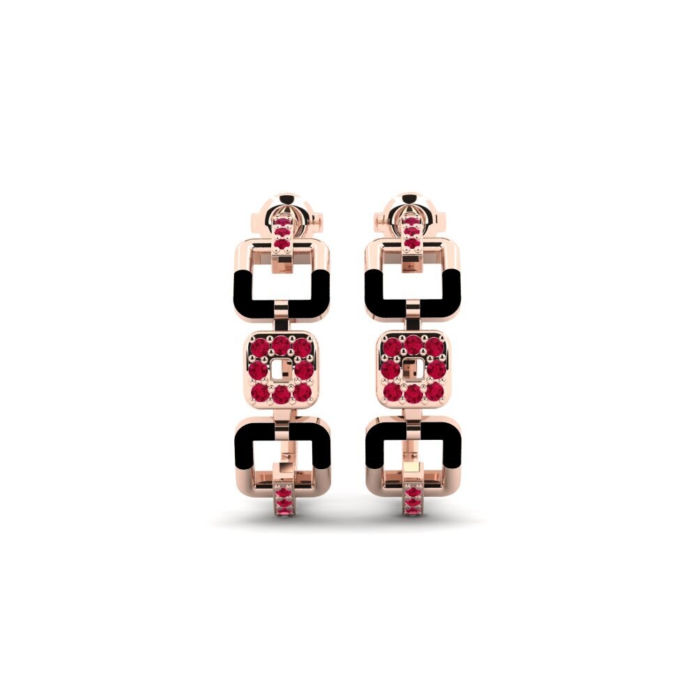 14ct Rose Gold Ruby Women's Earring Symbolic