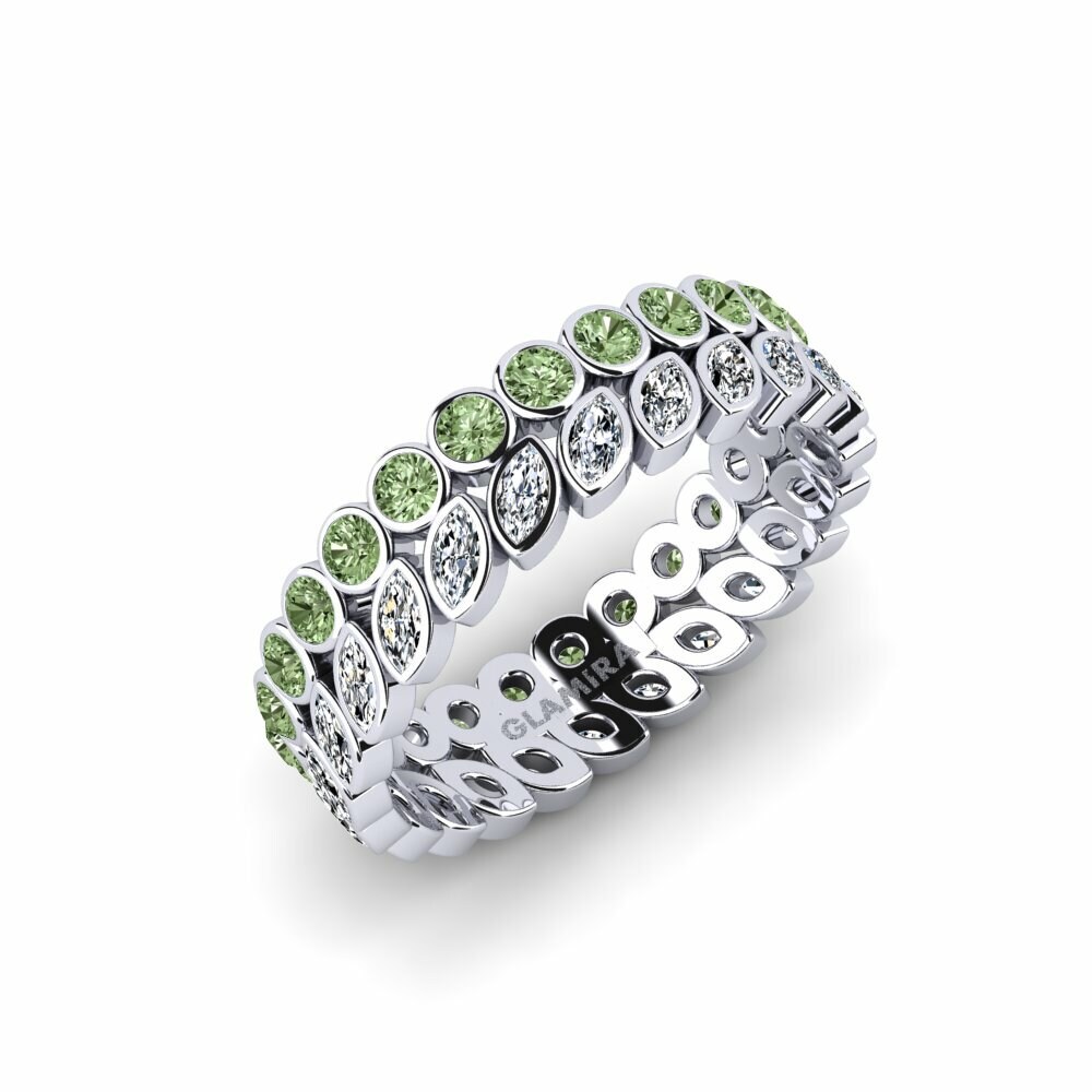 Argent Blanc Diamant Vert Bague Syntagme