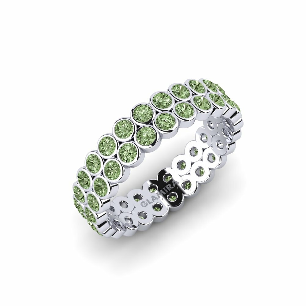 Argent Blanc Diamant Vert Bague Syntaxe