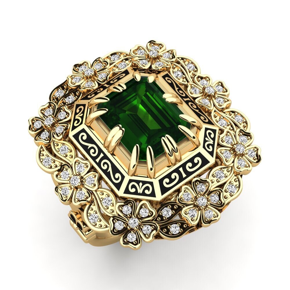 Or Jaune 14k Tourmaline Verte Bague Tabatha