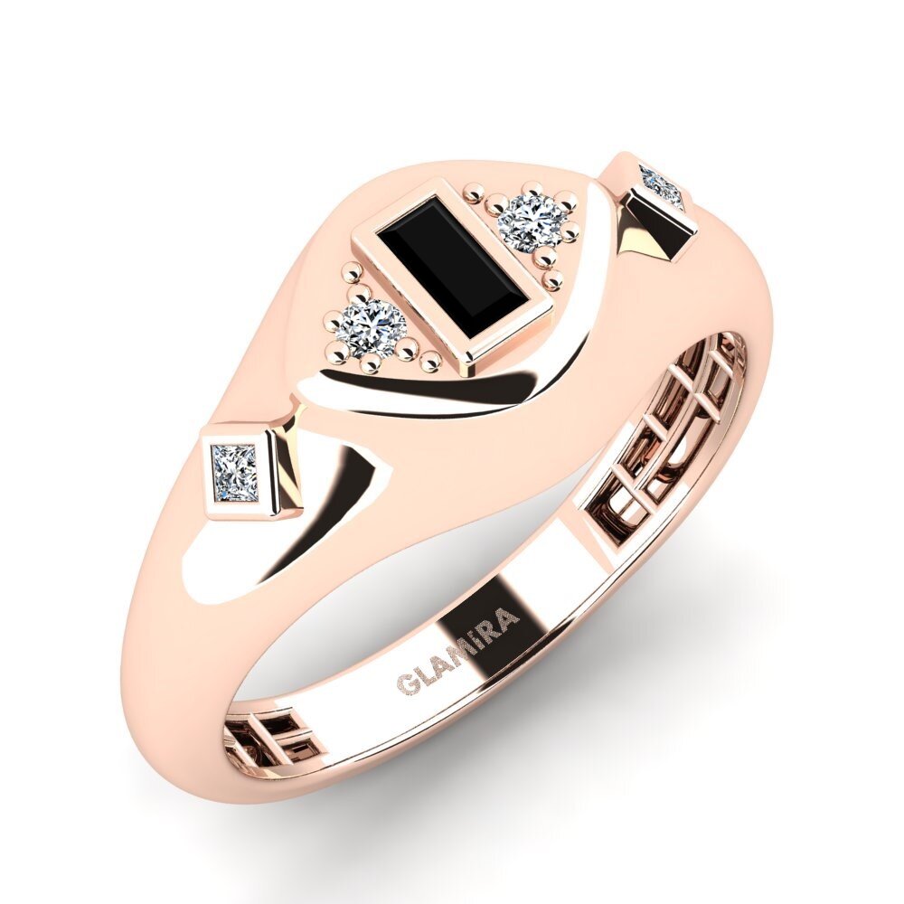 9ct Rose Gold Black Sapphire Men's Pinky Ring Tagoca