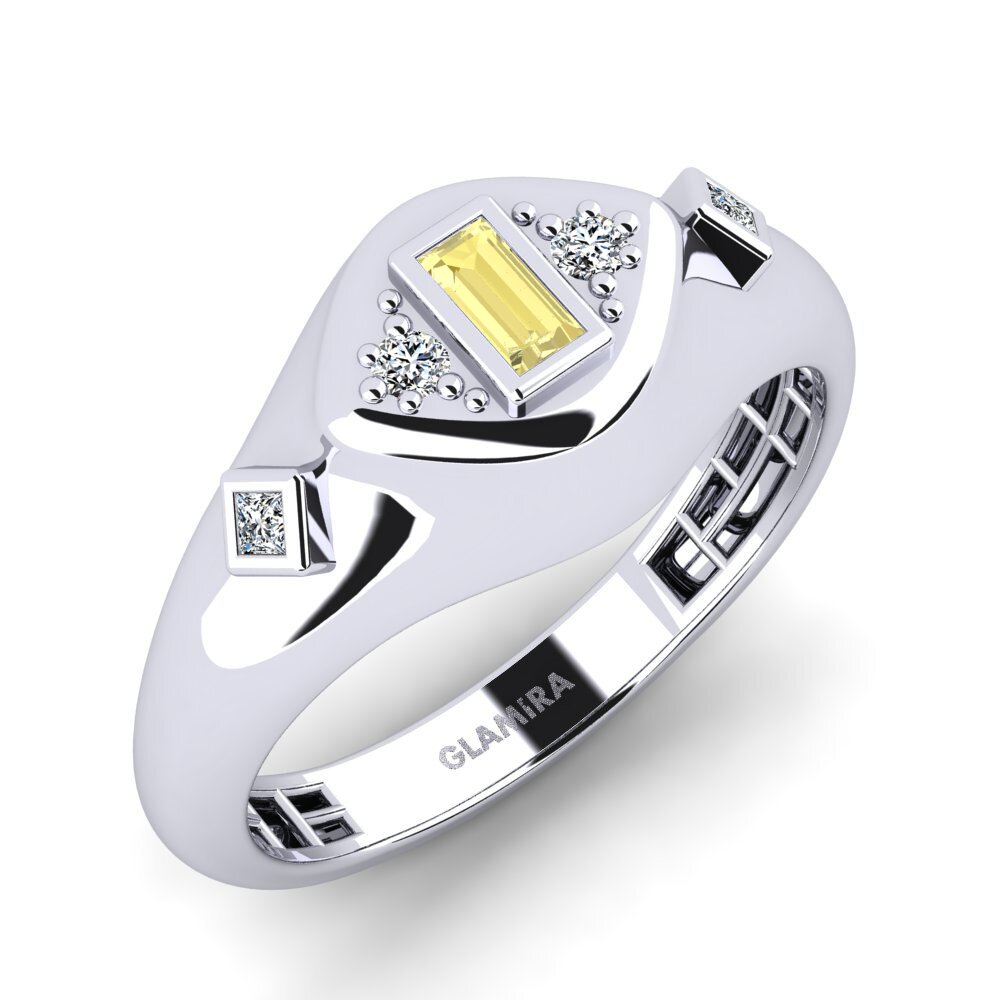 Baguette Yellow Sapphire Men's Pinky Ring Tagoca