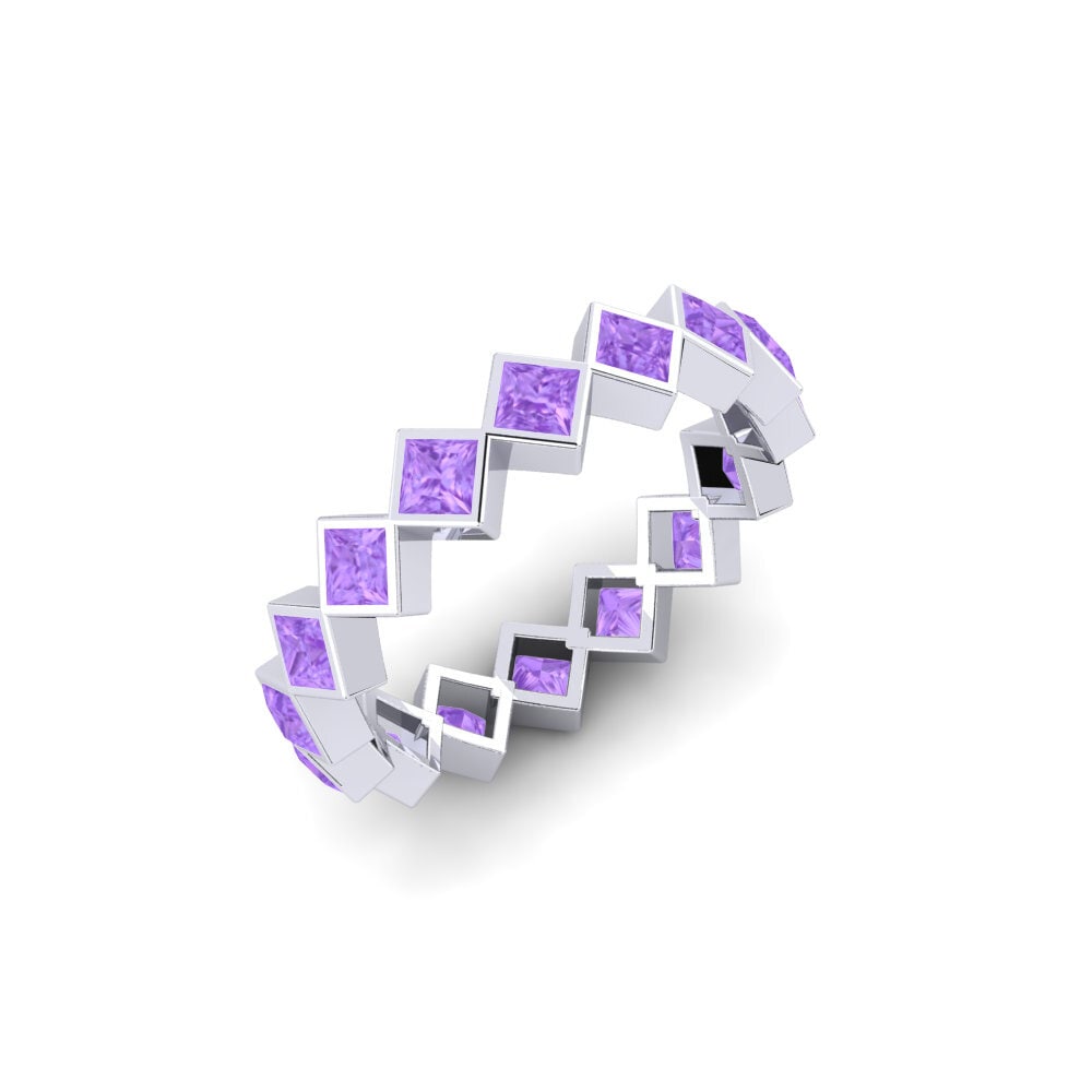 9ct White Gold Amethyst Ring Tahelos