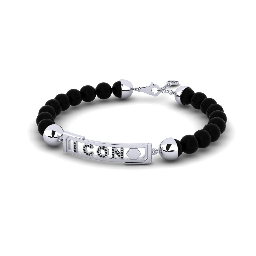 Perak Putih Onyx Hitam Gelang Lelaki Takenu