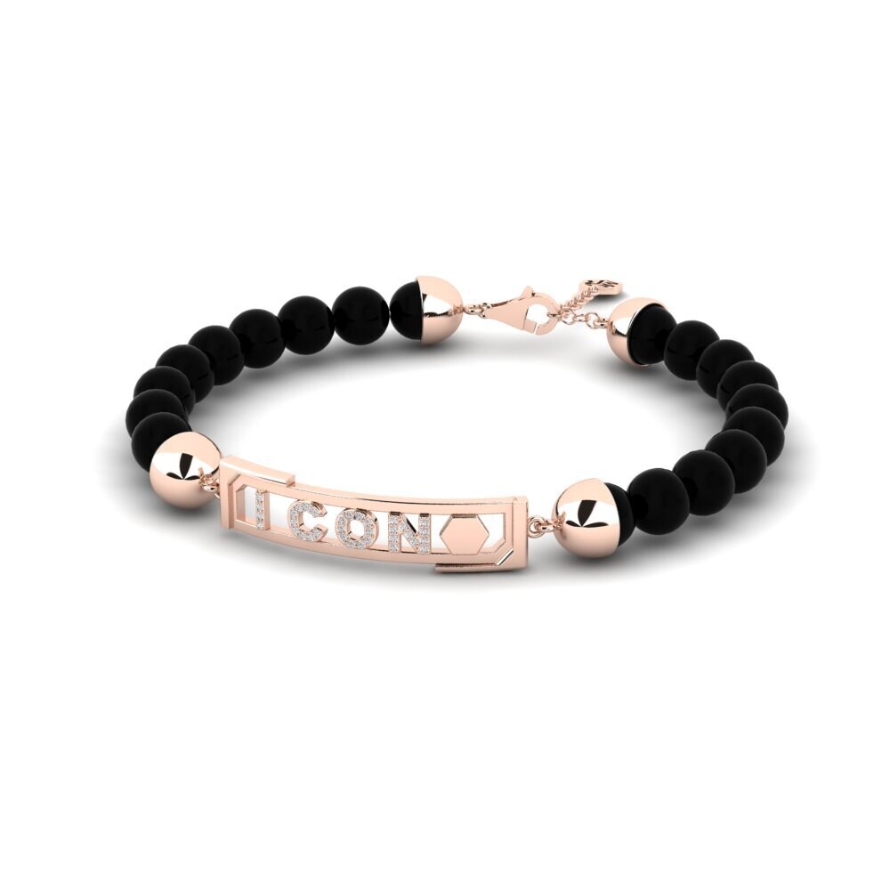 14ct Rose Gold Diamond Men's Bracelet Takenu