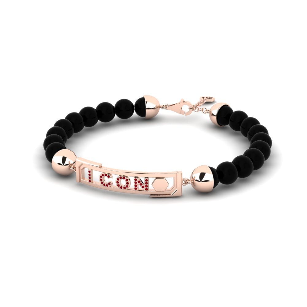 585 Emas Ros ruby-zirconia Gelang Lelaki Takenu