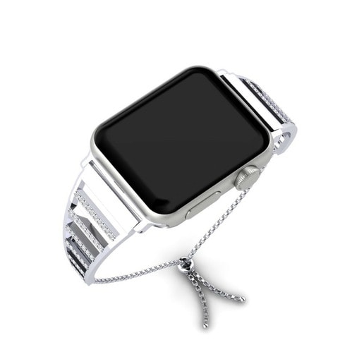 Dây đai Apple Watch® Talagsaon - B Thép không gỉ / Bạch Kim 950 & Đá Sapphire Trắng