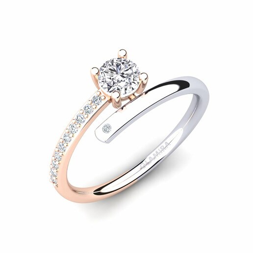 Anillo Taldina Oro Rosa & Blanco 750 & Diamante & Cristal de Swarovski