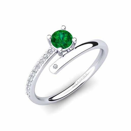 Ring Taldina 585 White Gold & Emerald (Lab Created) & Diamond