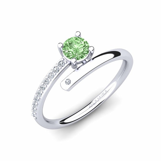 Ring Taldina 585 White Gold & Green Diamond & Diamond