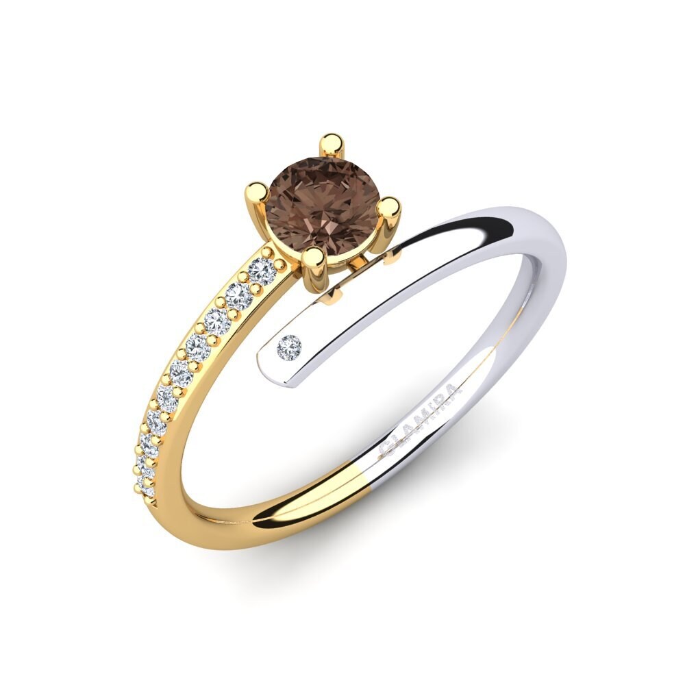 9ct Yellow & White Gold Smoky Quartz Ring Taldina