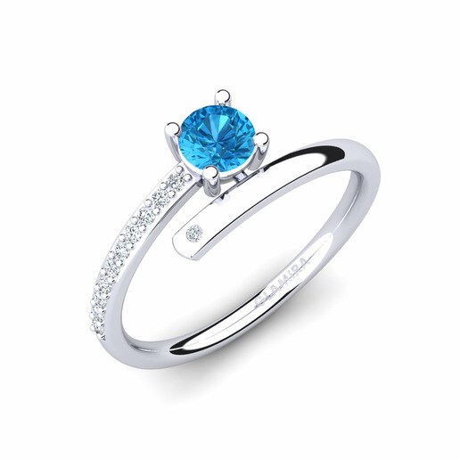 Ring Taldina 585 White Gold & Blue Topaz & Swarovski Crystal