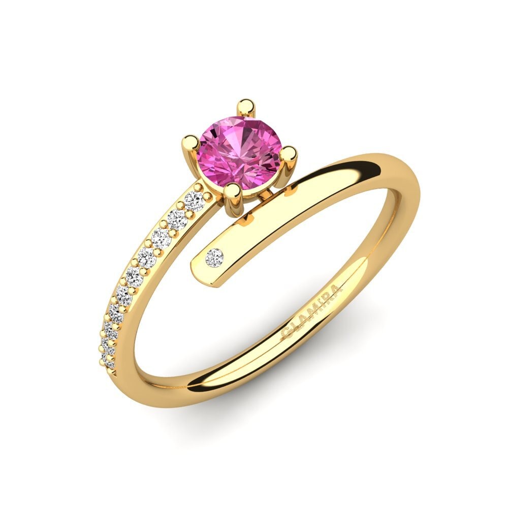 9k Oro Amarillo Topacio Rosa Anillo Taldina