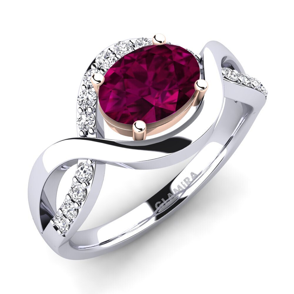 18ct White & Rose Gold Rhodolite Garnet Engagement Ring Talia