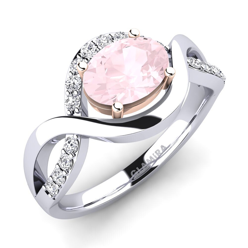 18ct White & Rose Gold Rose Quartz Engagement Ring Talia