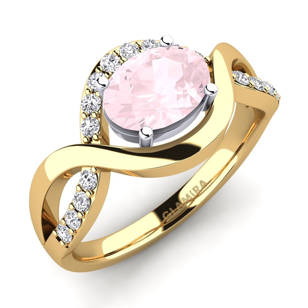 14k Yellow & White Gold Rose Quartz Engagement Ring Talia