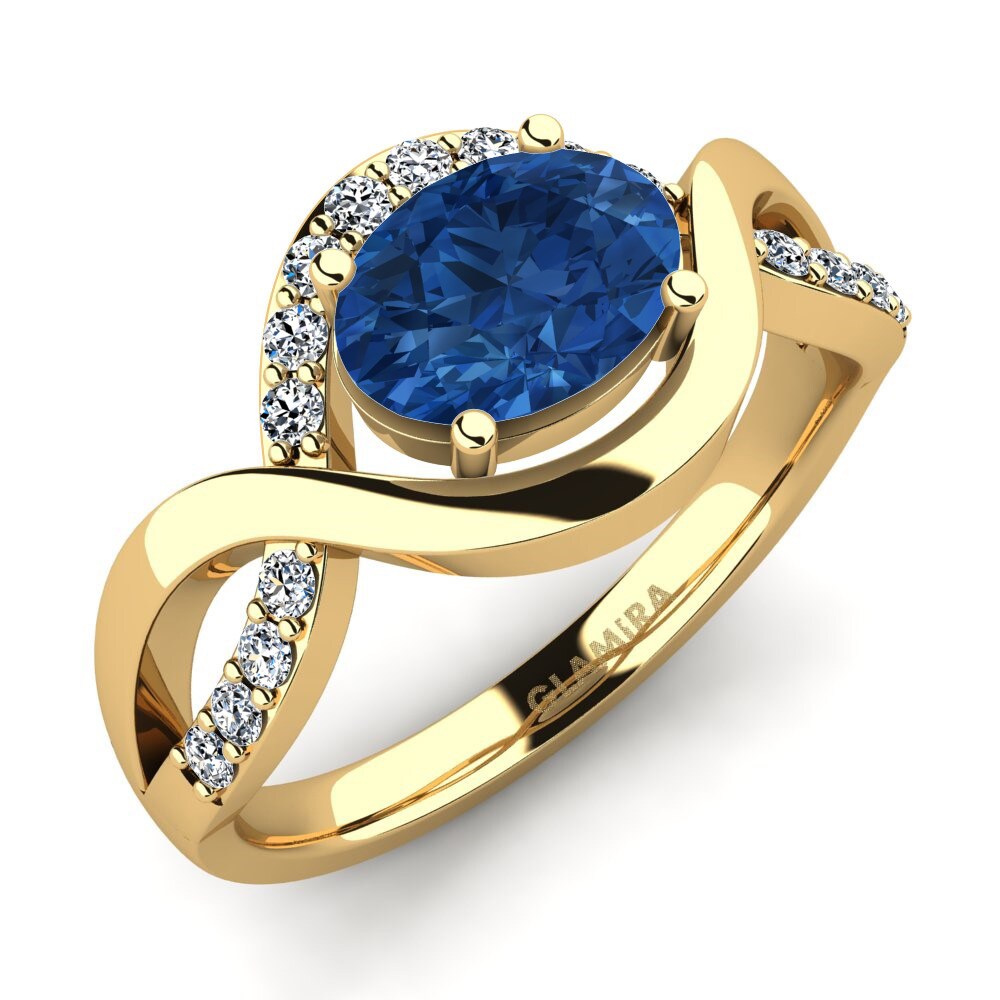橢圓形 Exclusive 施華洛世奇深藍水晶 訂婚戒指 Talia