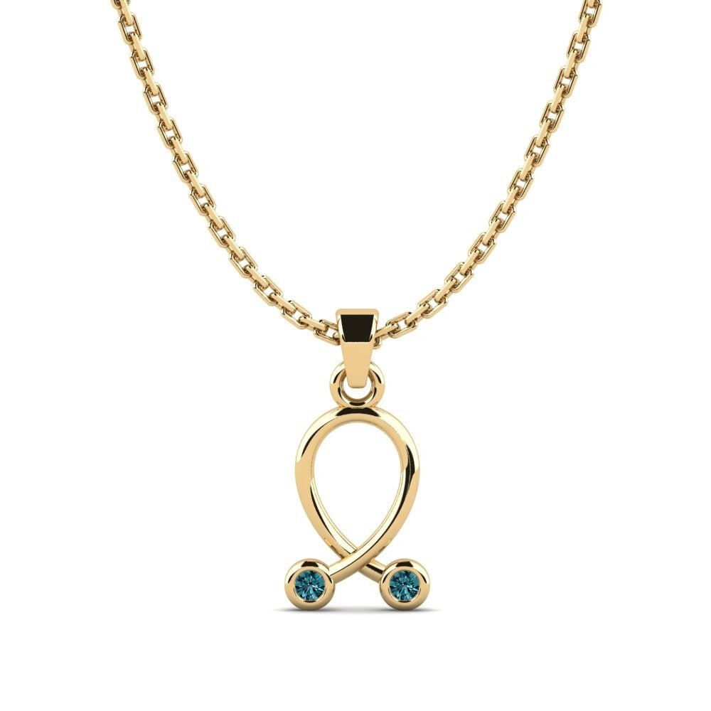 14k Oro Amarillo Diamante Azul Colgante de Mujer Tallanojor