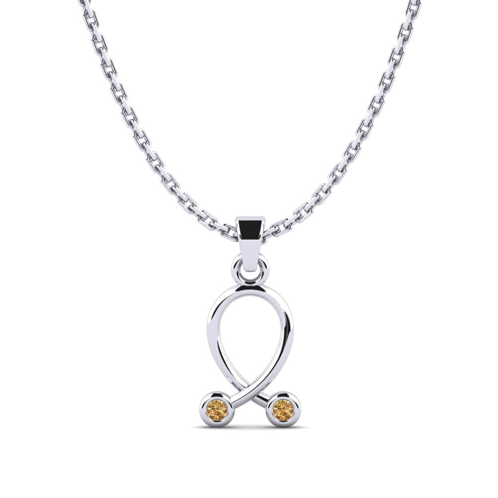 14k Oro Blanco Diamante café Colgante de Mujer Tallanojor