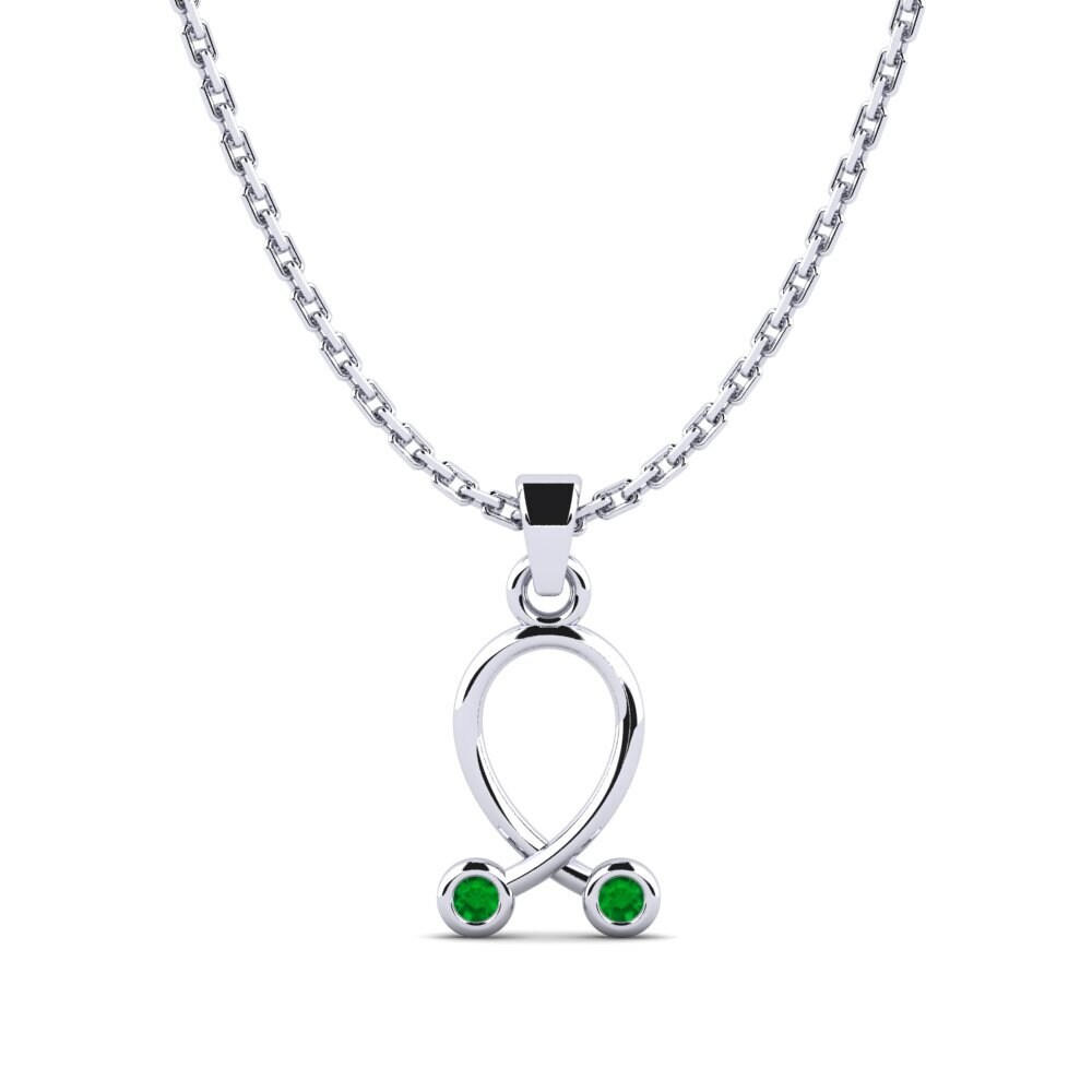 14k Oro Blanco Esmeralda Colgante de Mujer Tallanojor