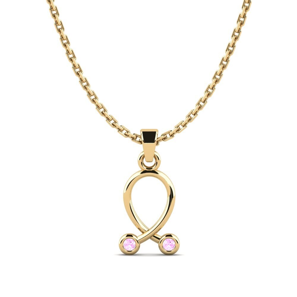 9k Oro Amarillo Zafiro Rosado Colgante de Mujer Tallanojor