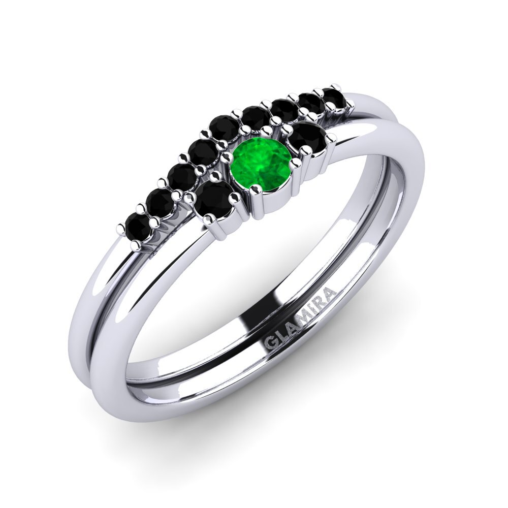 White Silver Emerald Ring Talmeri - Set