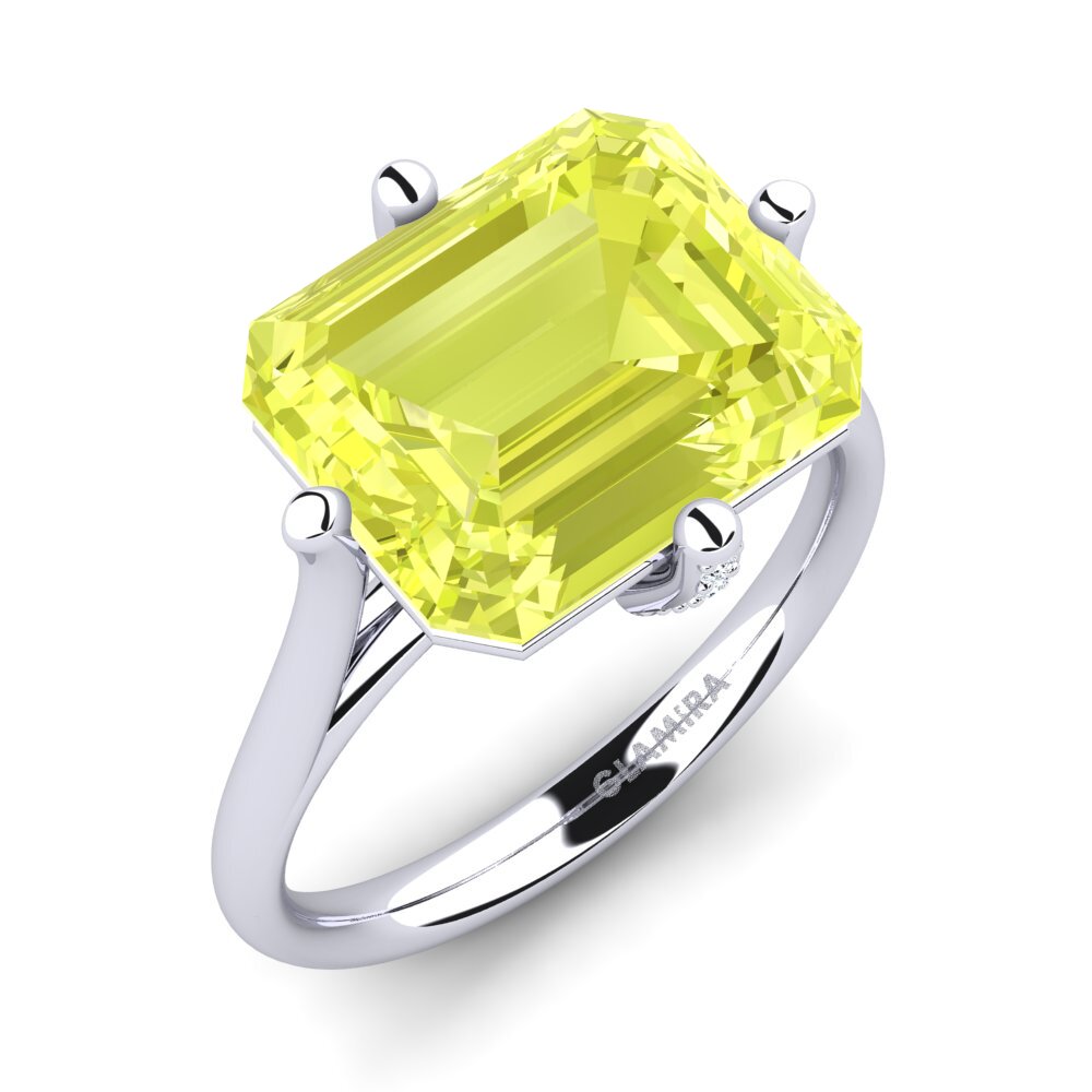 950 Palladium Lemon Quartz Ring Tamanna