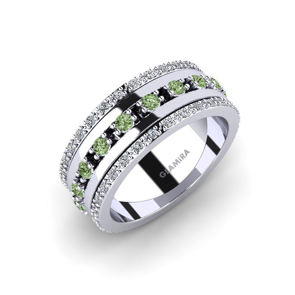 Argent Blanc Diamant Vert Bague Tamath