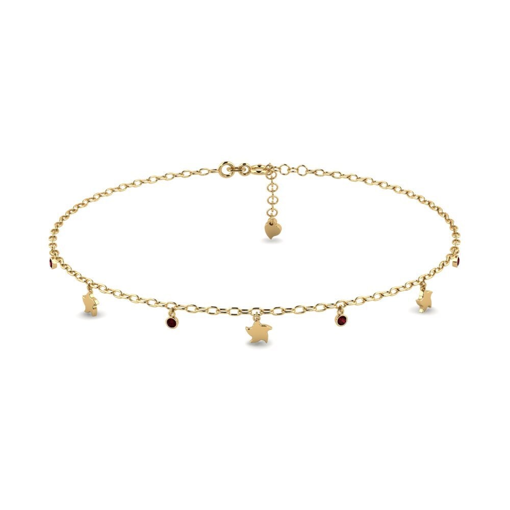 14ct Yellow Gold Garnet Women's Anklet Tammara