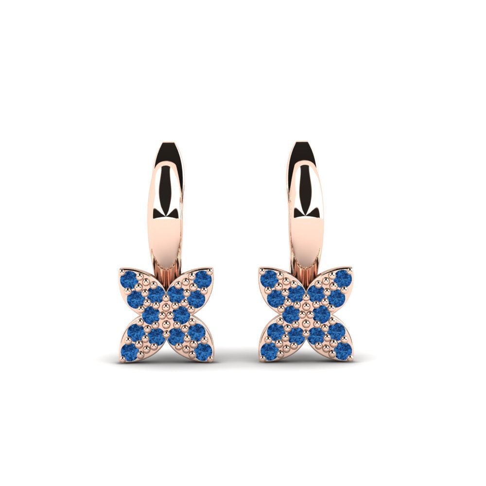14ct Rose Gold Dark Blue Zirconia Kid's Earring Tangkal