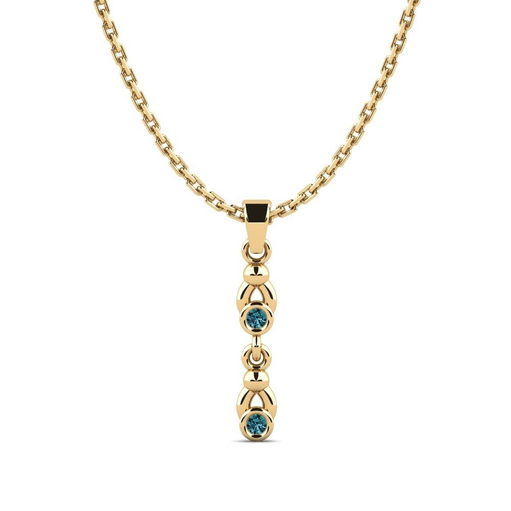 14k Oro Amarillo Diamante Azul Colgante de Mujer Taniguc