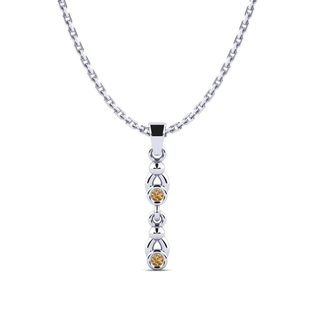 14k Oro Blanco Diamante café Colgante de Mujer Taniguc