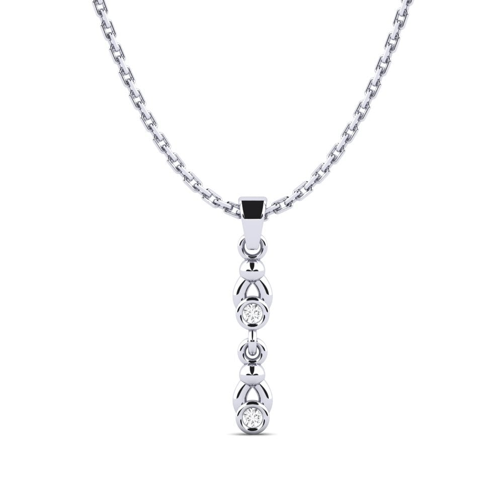 14k Oro Blanco Zafiro blanco Colgante de Mujer Taniguc