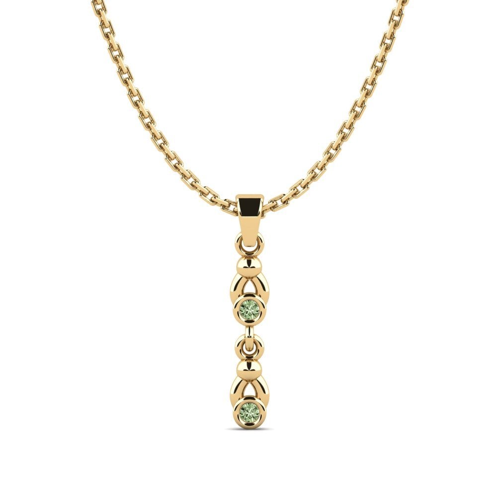 14k Oro Amarillo Diamante Verde Colgante de Mujer Taniguc