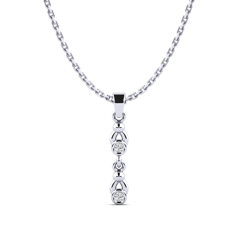 18k Oro Blanco Diamante cultivado en laboratorio Colgante de Mujer Taniguc