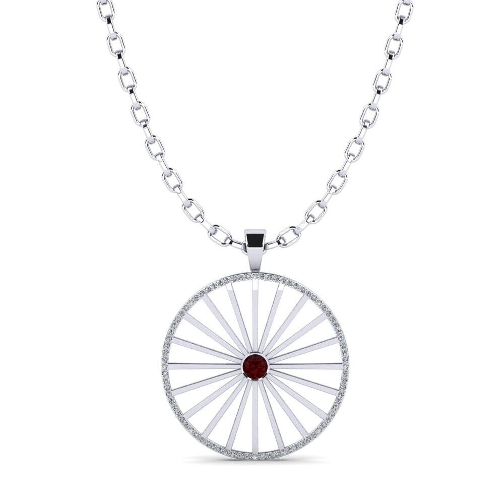 18ct White Gold Garnet Men's Pendant Taniqua
