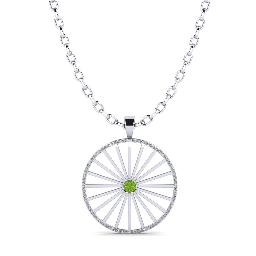 14ct White Gold Peridot Men's Pendant Taniqua