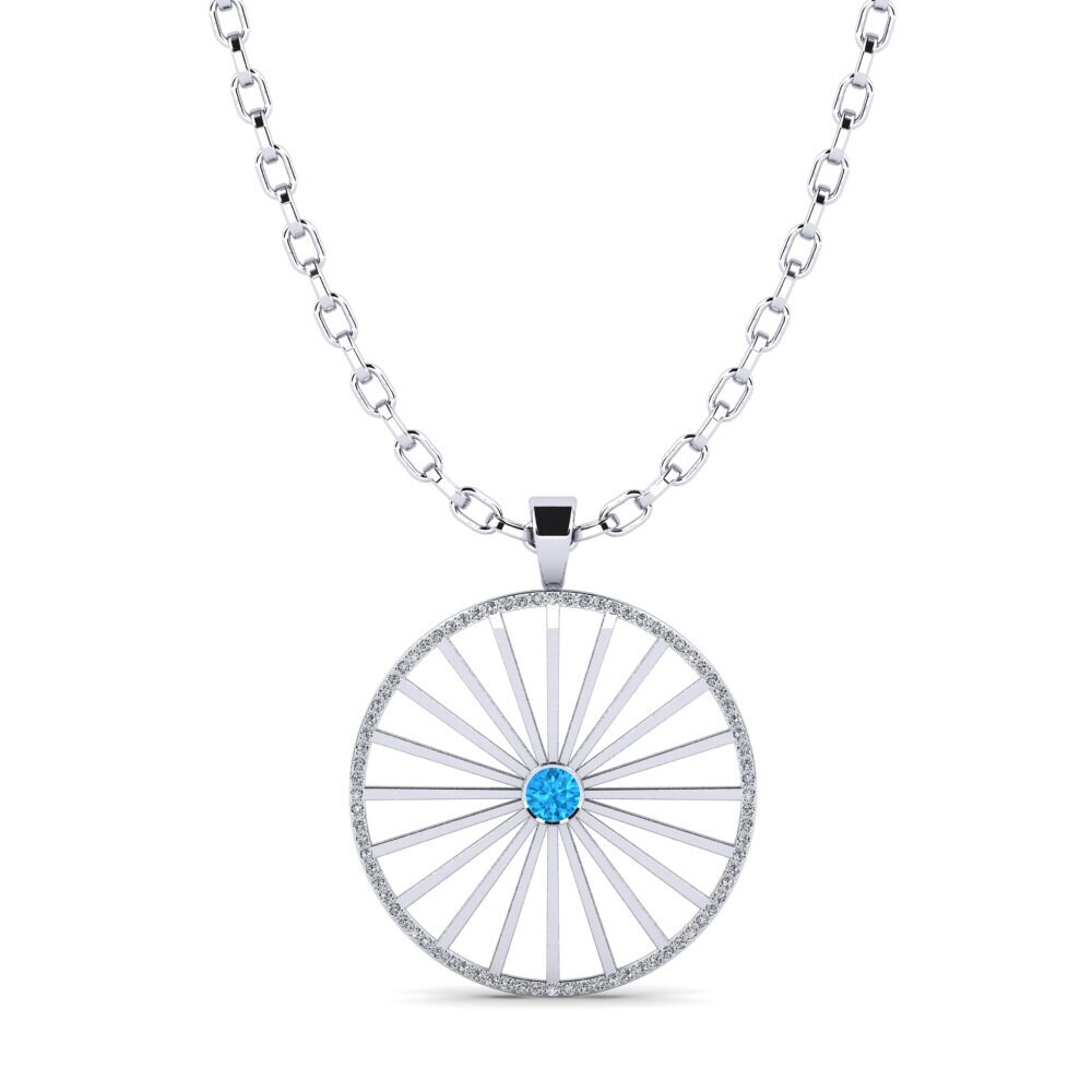 18ct White Gold Blue Topaz Men's Pendant Taniqua